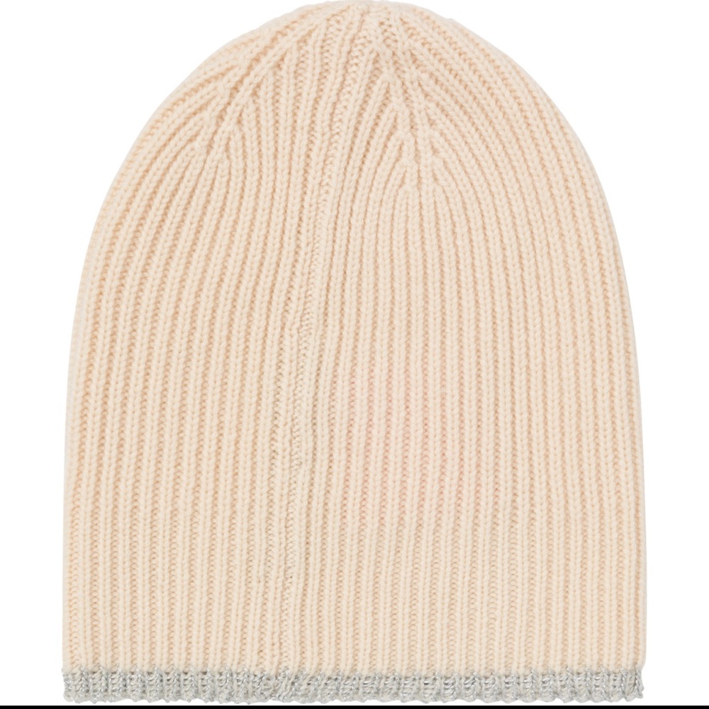 Cashmere Beanie with Silver Trim